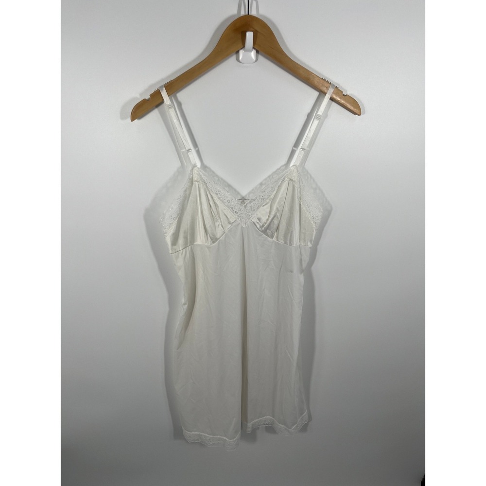 Vanity Fair Womens Babydoll Mini Slip Dress S White Lace Fairy Angel Lightweight